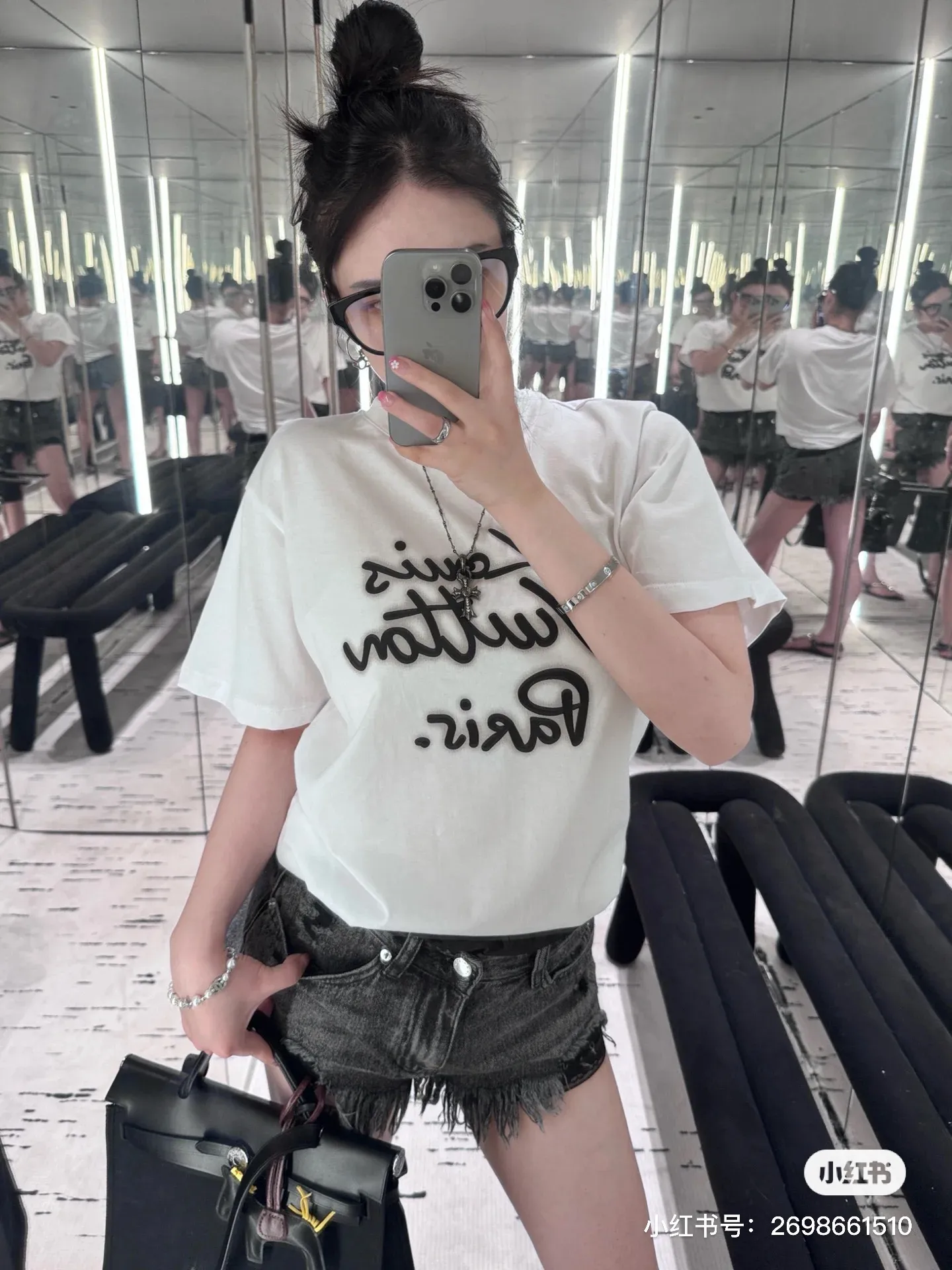 Louis Vuitton/Louis Vuitton 26ss signature letter embroidered short sleeves